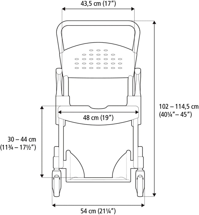 Etac Clean height-adjustable Shower-Commode Chair, 4 lockable wheels