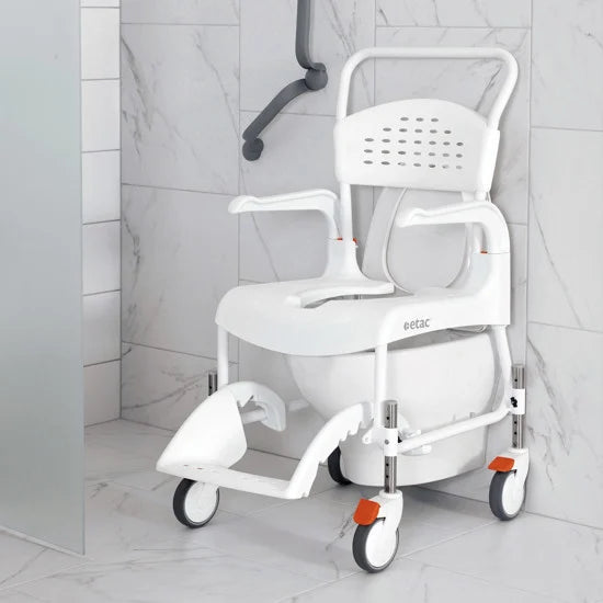 Etac Clean height-adjustable Shower-Commode Chair, 4 lockable wheels